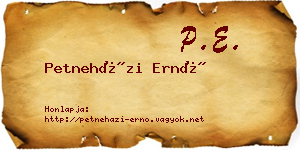 Petneházi Ernő névjegykártya